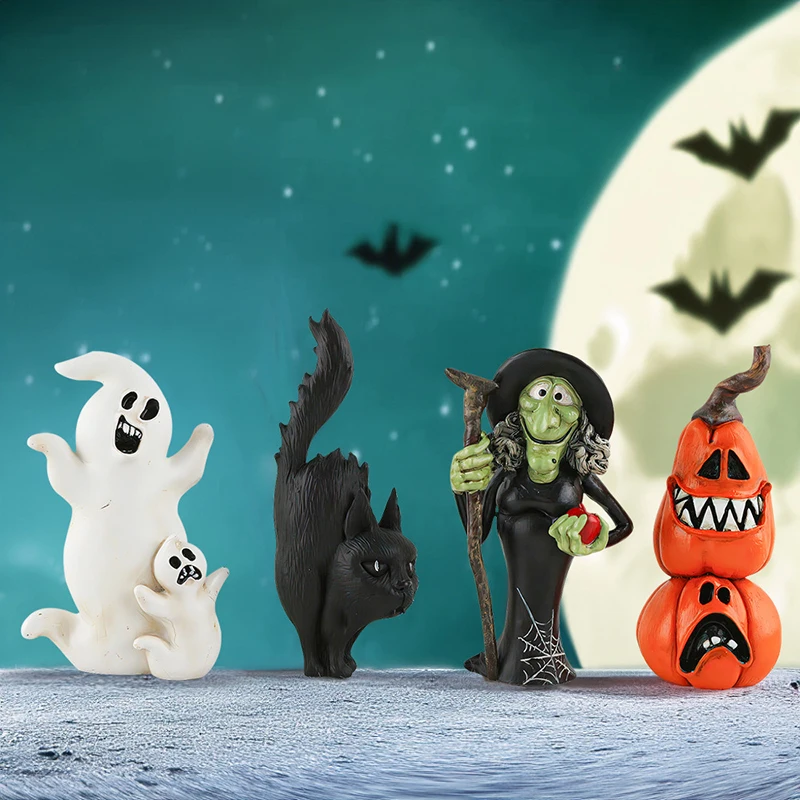 Halloween fantasma decoração, abóbora, bruxa, mini resina artesanato ornamentos para festa