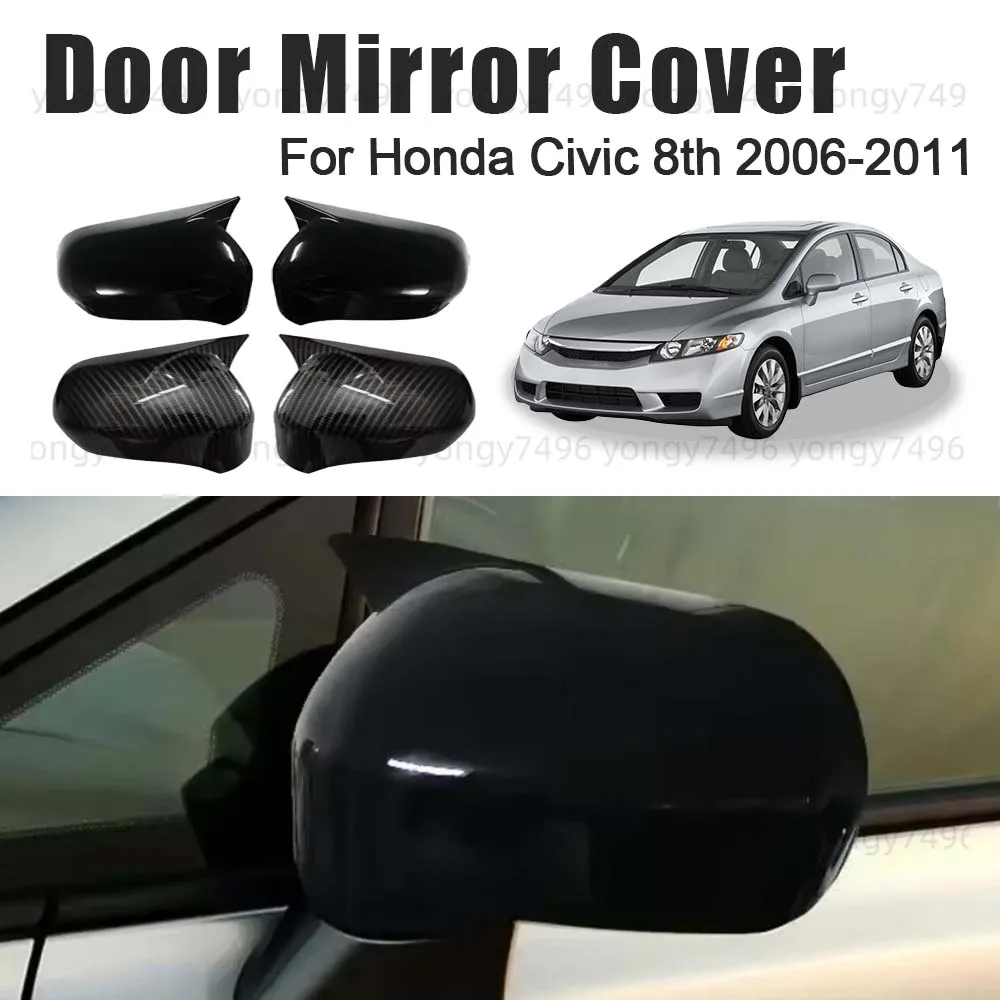 

Car Upgrade Door Mirror Cover For Honda Civic 8th 2006 2007 2008 2009 2010 2011 Glossy Black Carbon Fiber Accessories Stickers