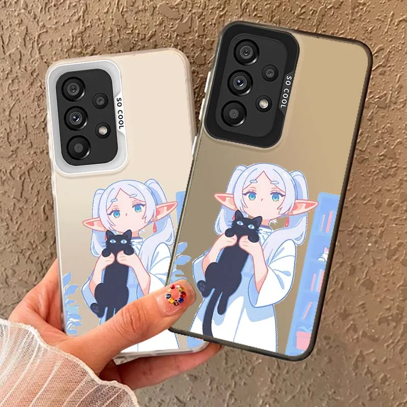 Anime F-Frieren Kawaii For Samsung Galaxy A06 A07 A16 A14 A22 A25 A26 A33 A35 A36 A55 A56 M55 Colored Silver Phone Case Soft