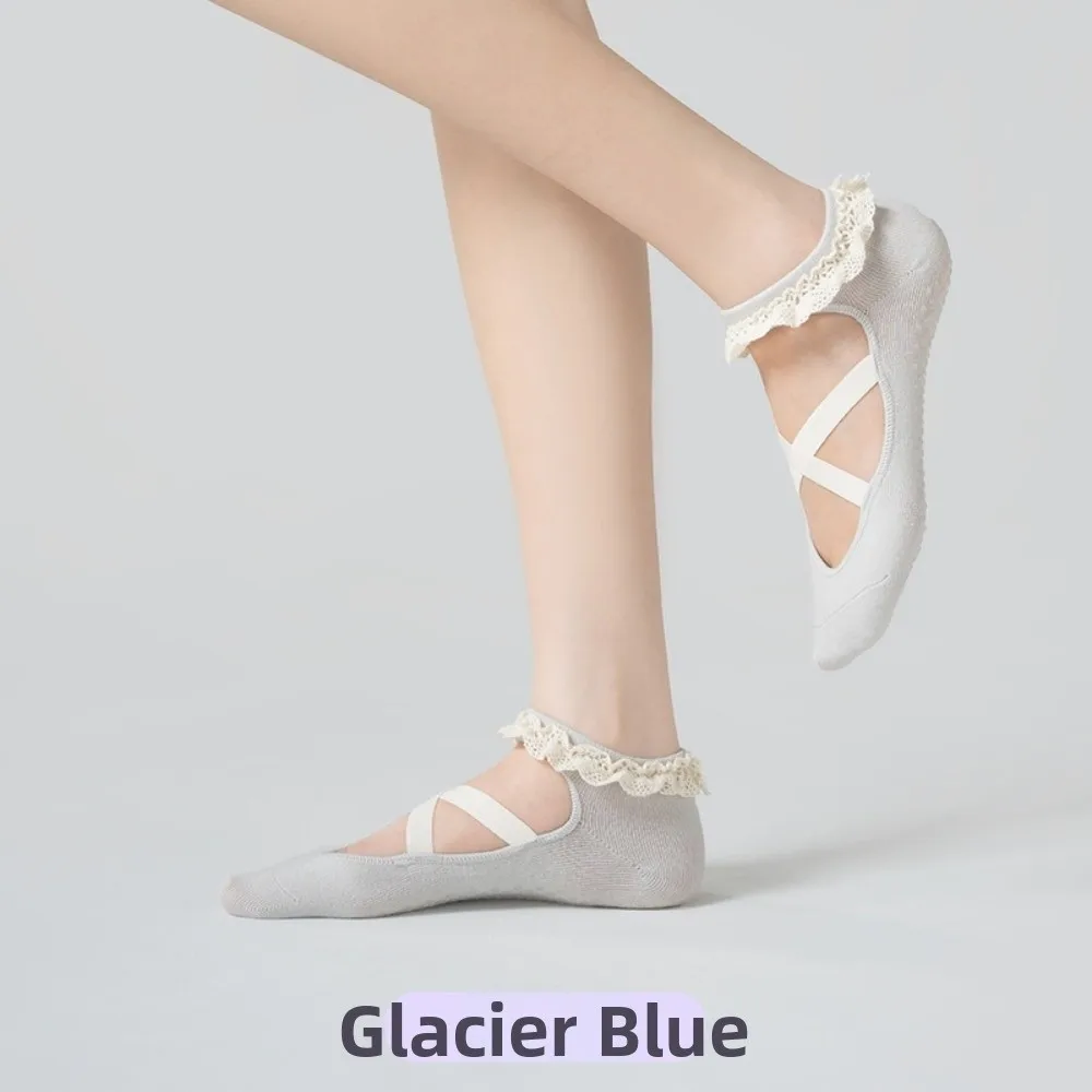 Gifts Non Slip Yoga Socks Lace Trim Breathable Bias-cut ankle socks Cross Strap Elastic Pilates Socks Pilates Training