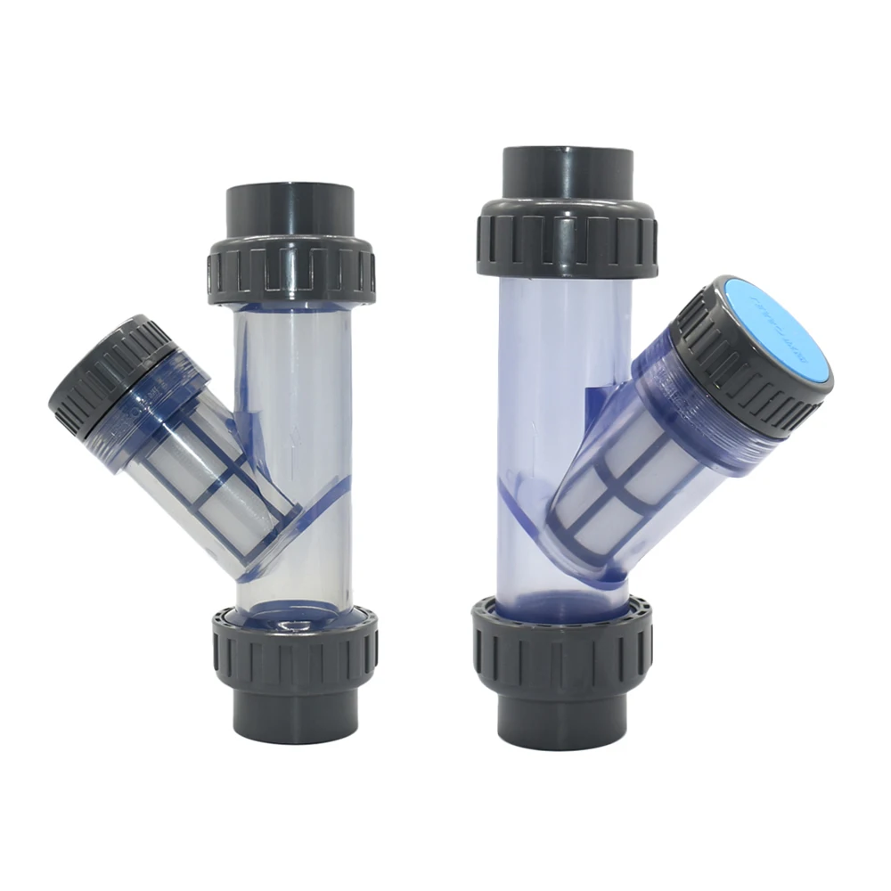 20/25/32/40/50/63mm Socket Type Water Filter Transparent Garden Irrigation Filter 1mm DN15/20/25/32/40/50 Fittings