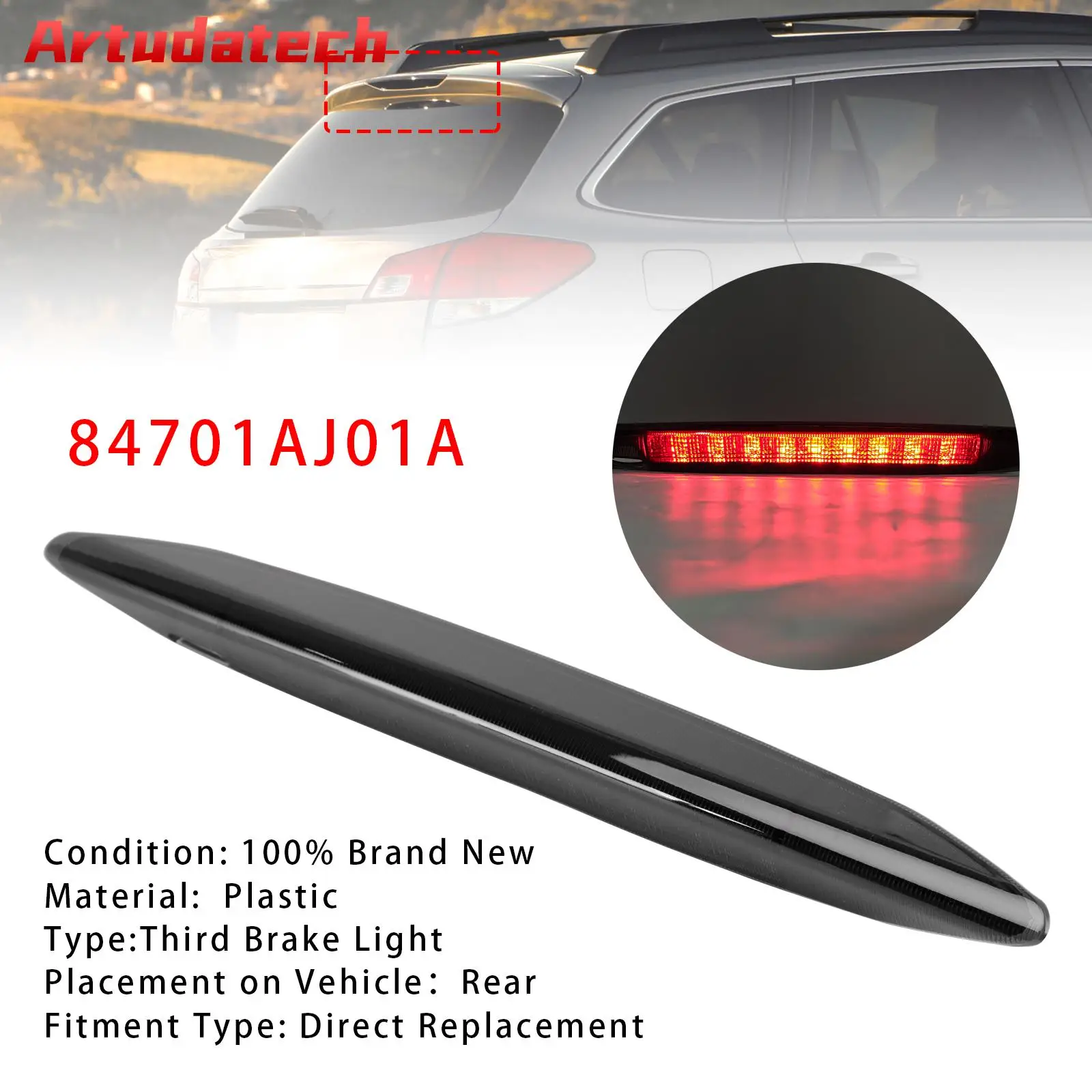 

Artudatech High Mount Third Brake Light Lamp 84701AJ01A For Subaru Outback 2010-2014 BLK