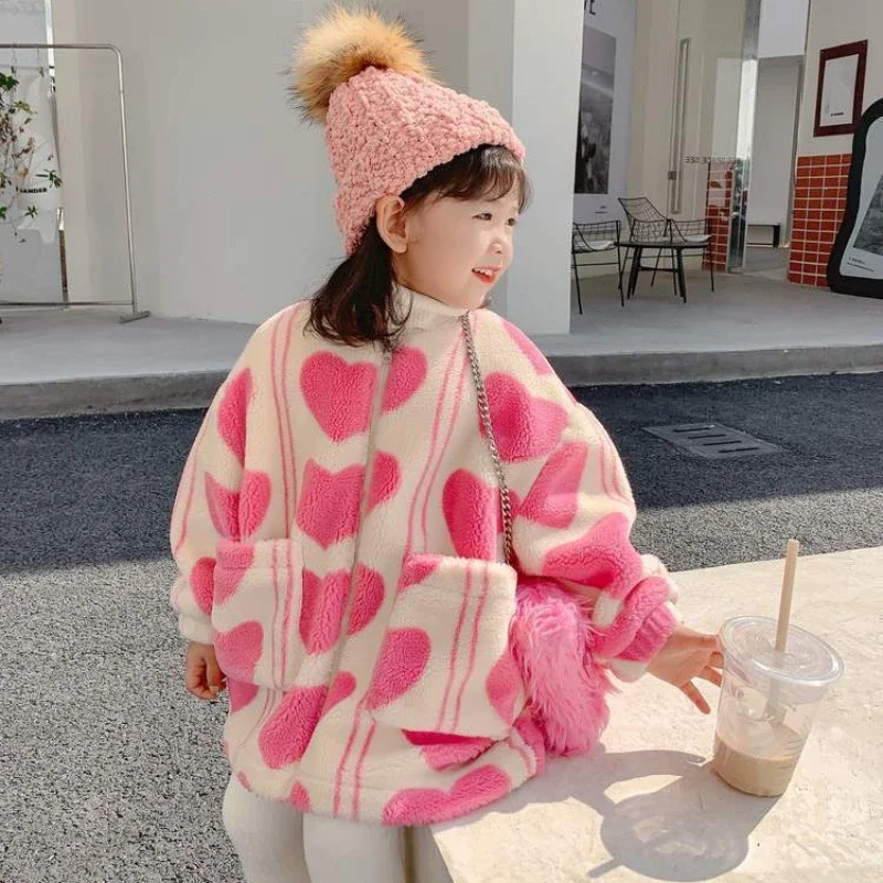 Children Clothing 2024 Autumn Winter Girl Lamb Wool Coat New Fashion Baby Girl Korean Style with Velvet Thick Wool Padded Jacket