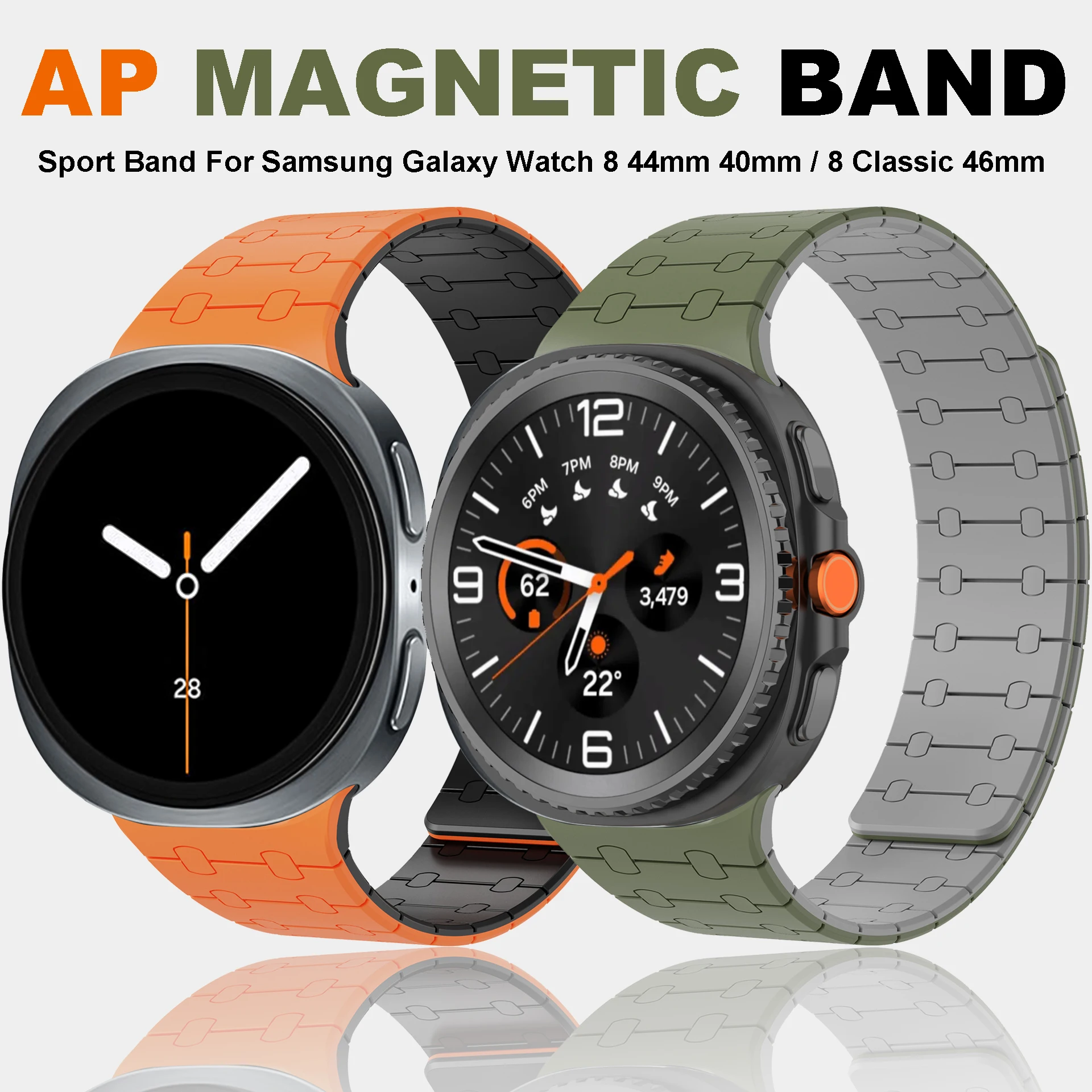 

Magnetic Loop Band for Samsung Galaxy Watch 8 40mm 44mm Silicone Sport Strap for Watch 8 Classic No Gaps Curved End Bracelet