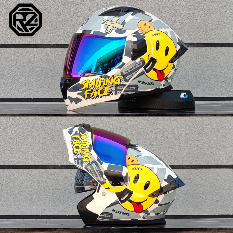 ORZ Personalised Motorcycle Full Face Helmet Men Women Fashion Dual Lens Helmets Motocross Racing Modular Flip Up Casco Moto image 6
