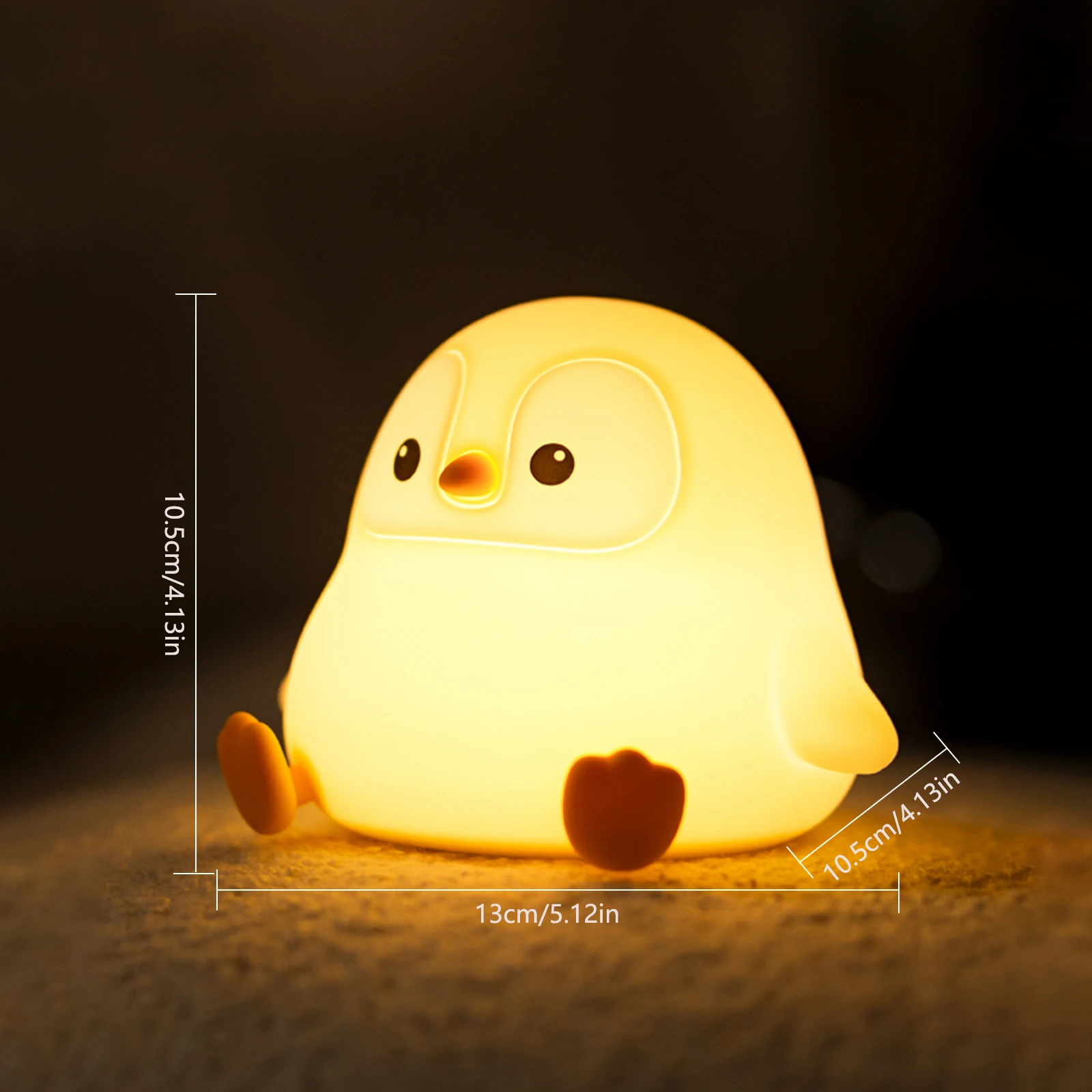 Bonito pinguimbaby night light crianças quarto recarregável animal silicone berçário noite lâmpada de controle toque nightlight para o presente do bebê