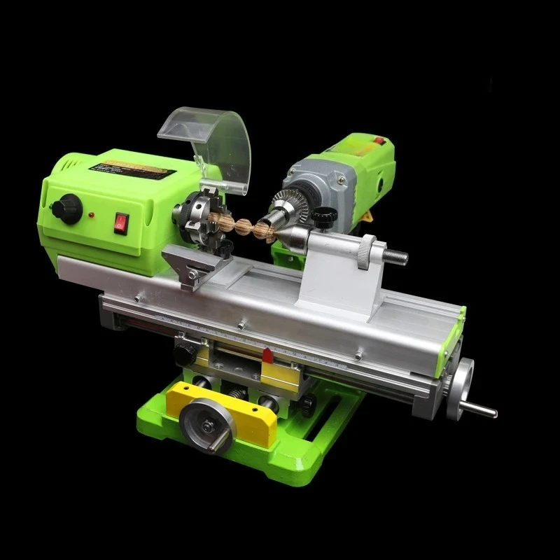 220V DIY Mini Lathe Bench Drill, Wood Bead Making Machine With 4‑Jaw Chuck For Household DIY Processing