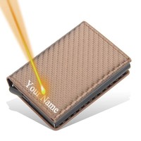 2025 Carbon Fiber RFID Blocking Custom Name Men Wallet Slim Magnetic Closure Card Case with Free Name Engraving Anti Theft Purse