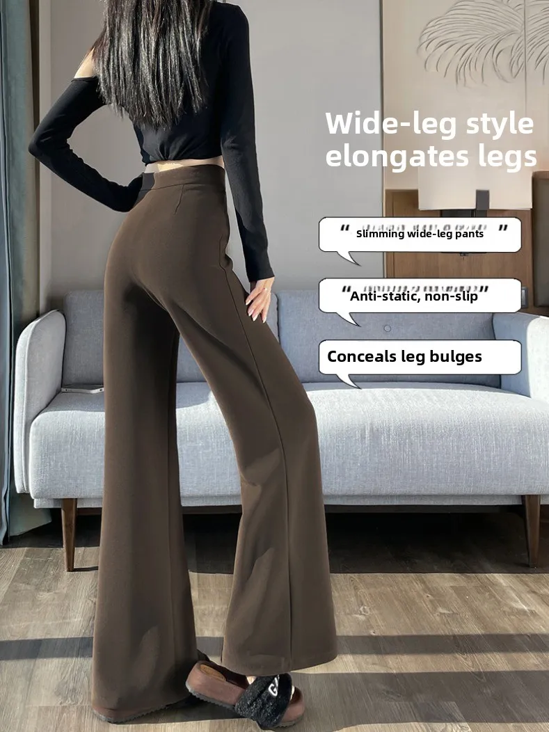 Thiened Fce doublé pantalon à jambes larges taille haute coupe ajustée pantalon décontracté coréen Sle trajet vent couleur Pure fermeture à glissière