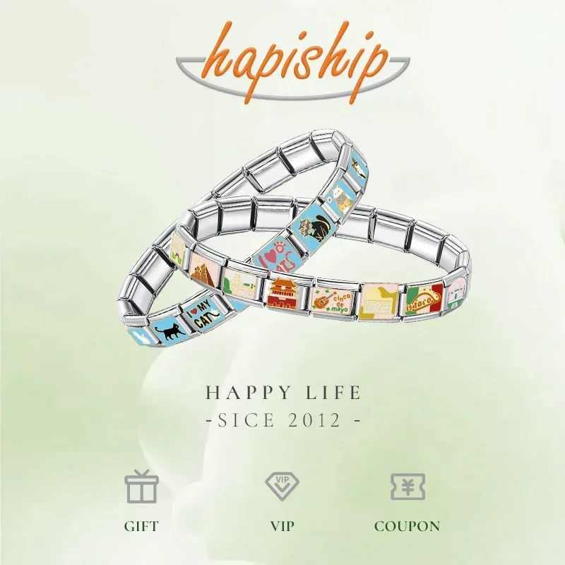 Hapiship 친구 여성 패션 무당 벌레와 눈 이탈리아어 매력 링크 맞는 9mm 팔찌 스테인레스 스틸 DIY 쥬얼리 만들기 NEW490