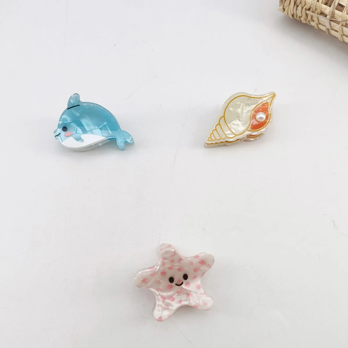 2 قطعة خلات المحيط الحيوان مقاطع الشعر للنساء عدم الانزلاق الصيف الشاطئ اكسسوارات كراب نجم البحر الحوت متعددة حزمة الهدايا