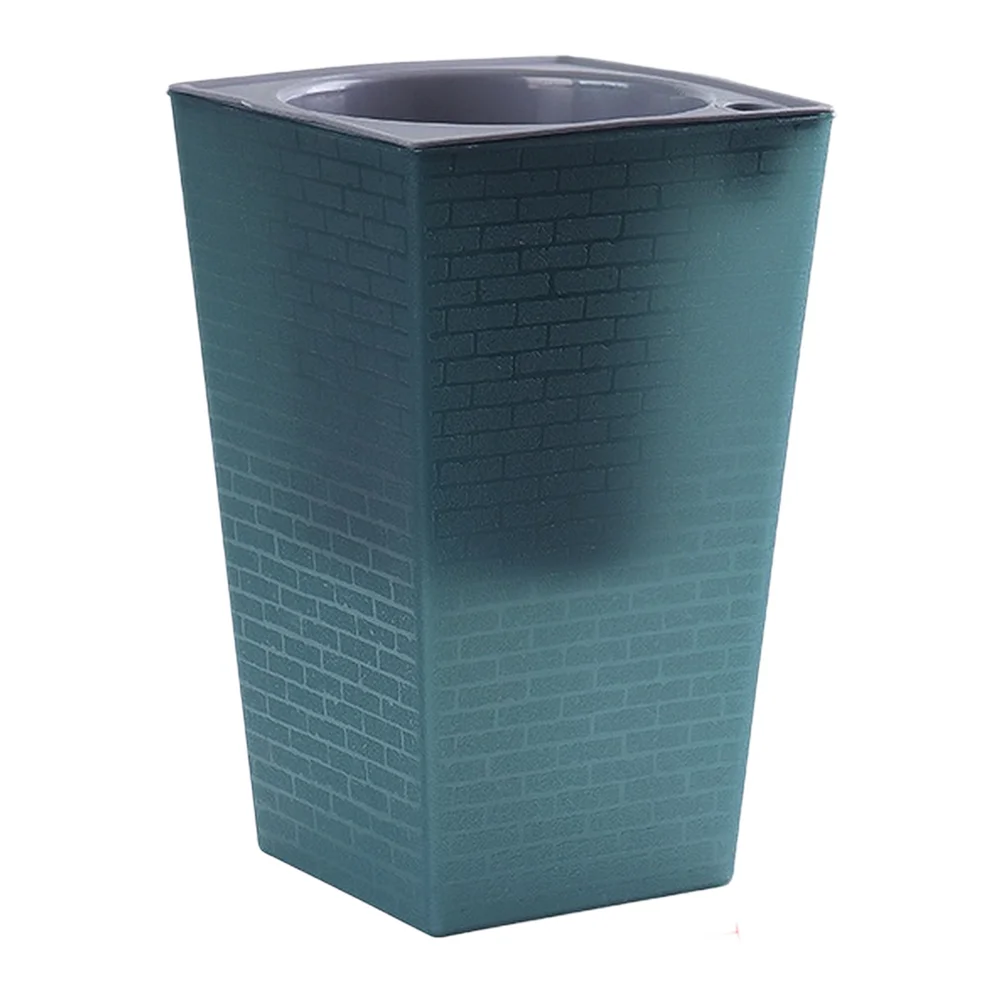Indoor Plant Reservoir Brick Pattern Pot For Nordic Style Interior White Matte Finish Texture Plastic Construction