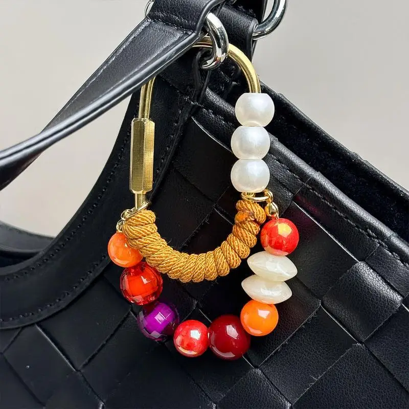 Bunter Perlenketten-Anhänger Herz-Schlüsselanhänger Kawaii Perlen Auto-Schlüsselanhänger Taschenanhänger Handtaschenanhänger Herz-Schlüsselanhänger für Frauen – Detail 4