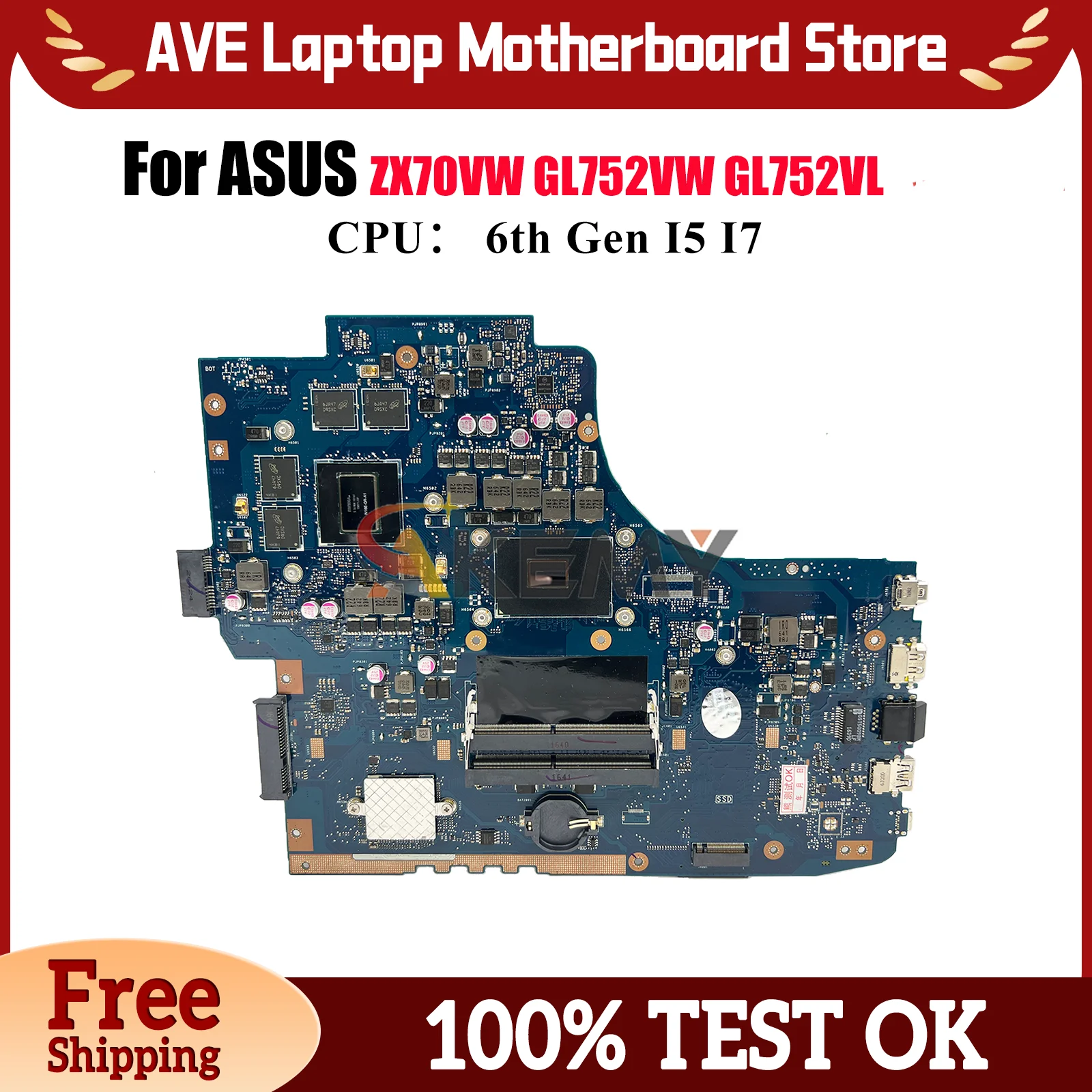 

GL752VL Материнская плата для ноутбука ASUS ROG Strix ZX70VW GL752V GL752VW GL752VL Материнская плата для ноутбука с процессором I5 I7 100% тесты OK stk