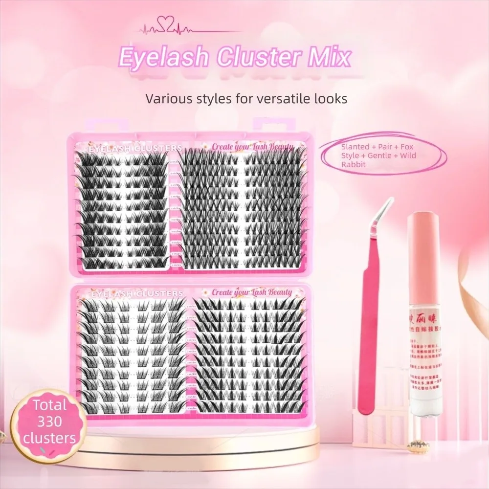 Горячая новинка: Накладные ресницы Natural Look, черные, C-изгиб, 3D-эффект, для наращивания, с эффектом пучков