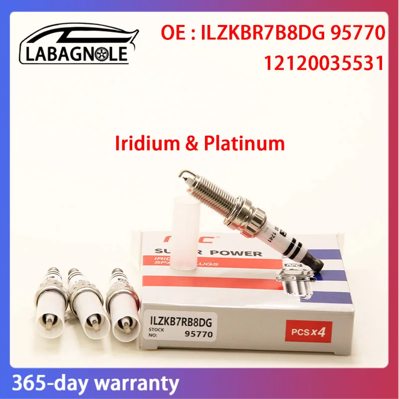 Busi Iridium Platinum Kualitas OE ILZKBR7B8DG 95770 12120035531 Untuk Peugeot 408 508 1.6T DS Mini Cooper Citroen