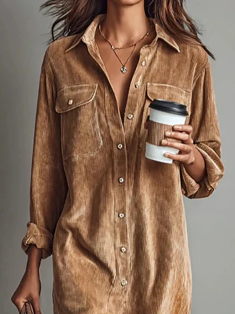 Langärmliges Patchwork-Chic-Maxikleid, Frühlings-Herbst-Damen-Umlegekragen, einfaches Partykleid, neues lässiges Damenkleid für den Urlaub