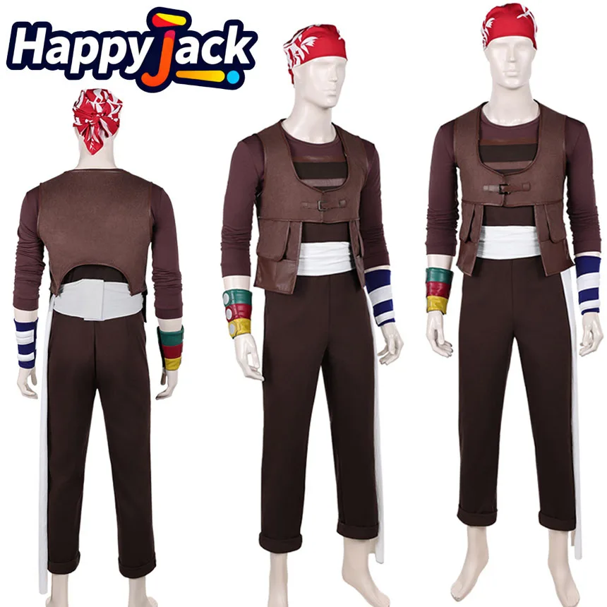 

Костюм для косплея Усоппа, пиратский костюм из фильма, для взрослых мужчин: жилет, брюки, пояс, защита для запястий, головной платок, для Хэллоуина, карнавала, вечеринок