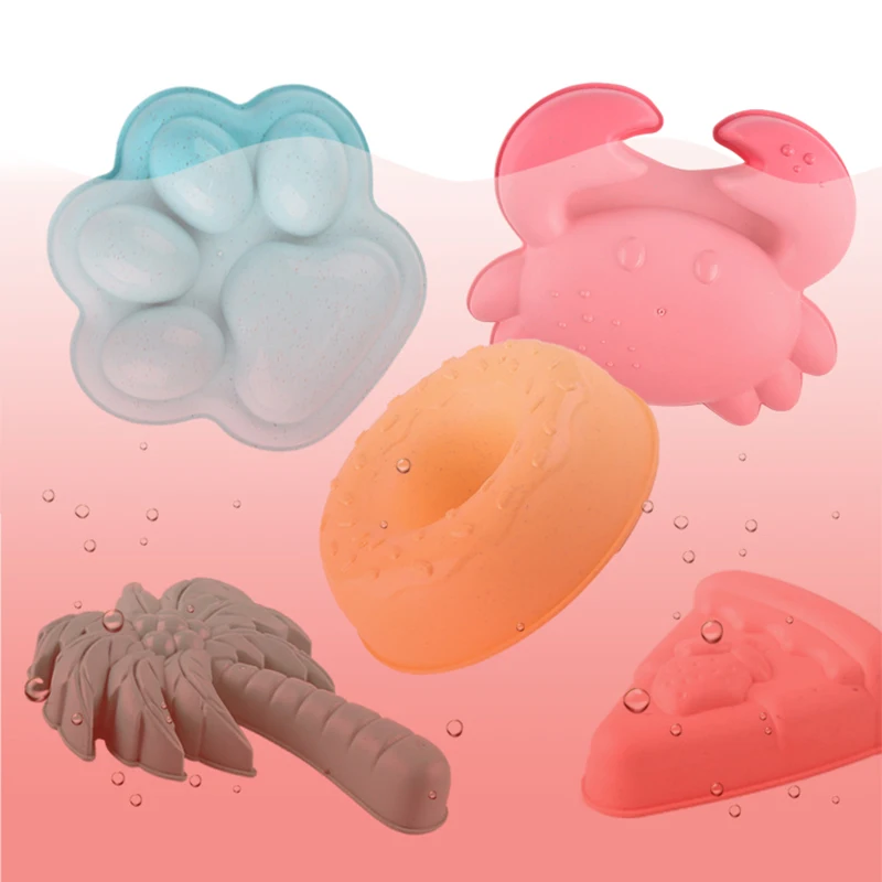 Beach toy sand mold sand printing seaside sand digging tool accessories wheat straw donut engineering vehicle 12-piece combinati