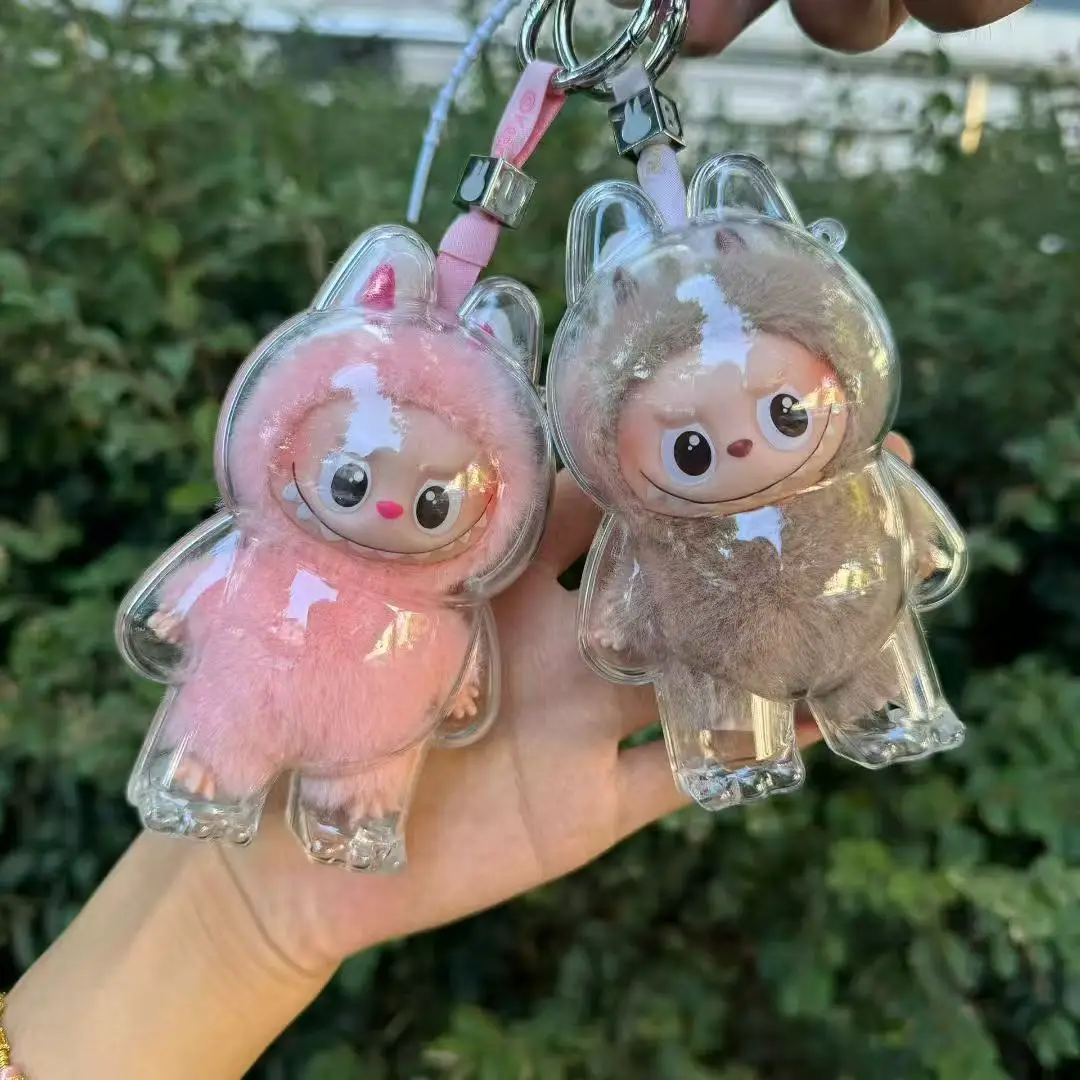 for Labubu 4.0 Transparent Protective Case Backpack, Dustproof Hard Cover with Strap for The Monsters Collection Display