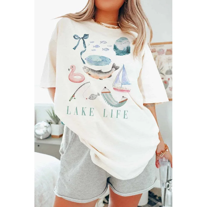Harukyo Lake Life T-shirt, Y2k Women's T-shirt Top