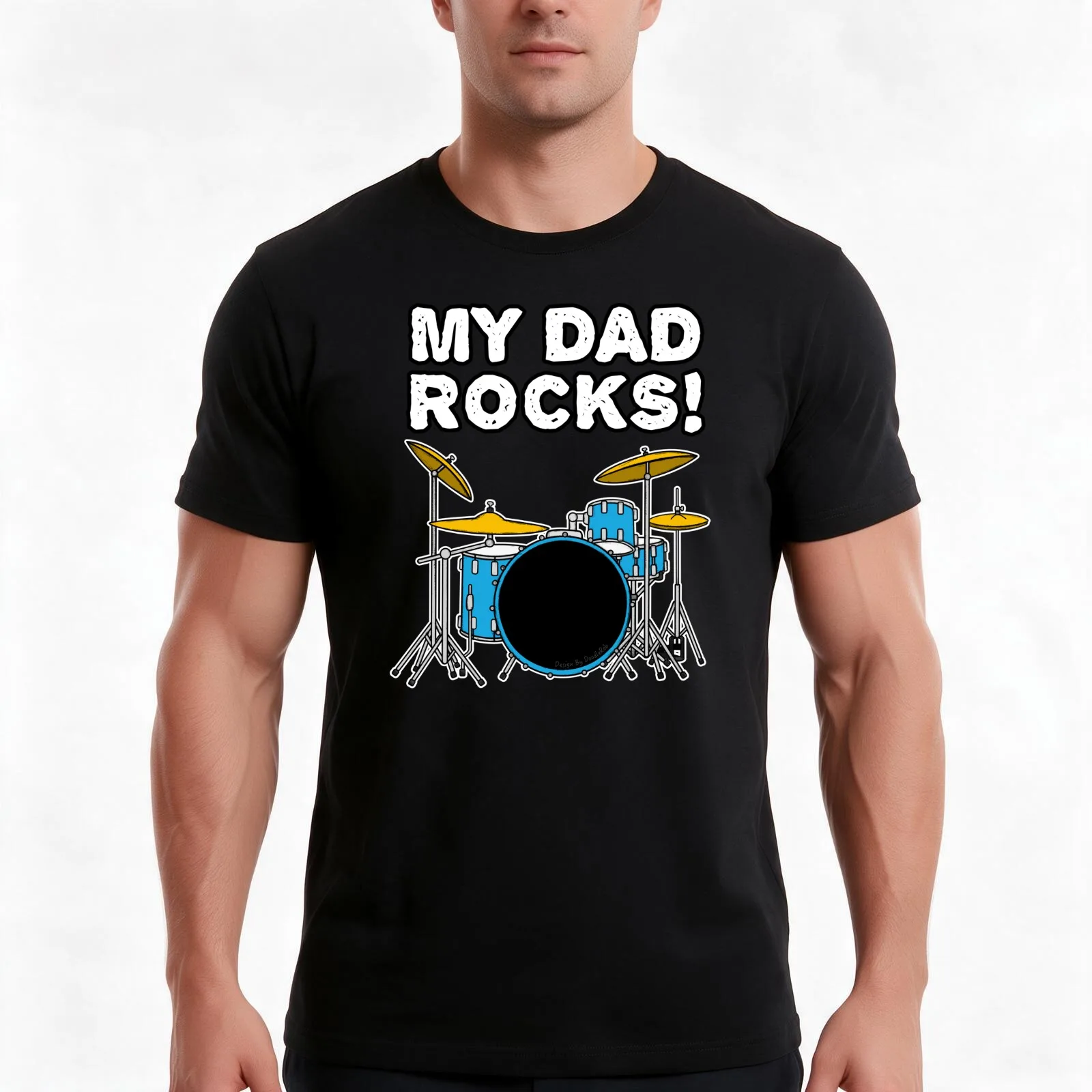 My Dad Rocks Drums Drummer Father's Day T-Shirt, Summer Casual Cotton Tee, Oversized Streetwear Tops, Vintage Graphic Print