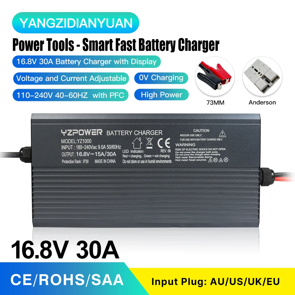 

16.8V 30A 1S Lithium Battery Quick Charger Suitable for Car Charging Power Tools With Fan Display Charging Fully Full Auto Off