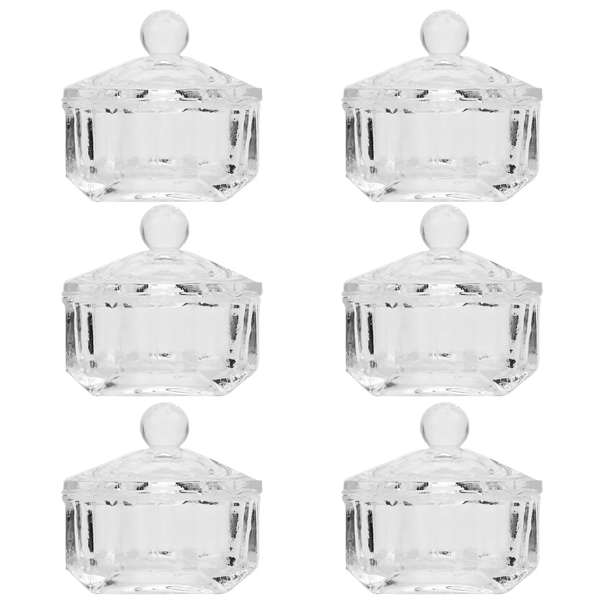 6Pcs Nail Art Crystal Cups Premium Glass Containers for Acrylic Liquid Powder Mixing Salon Use Nail Art Supplies