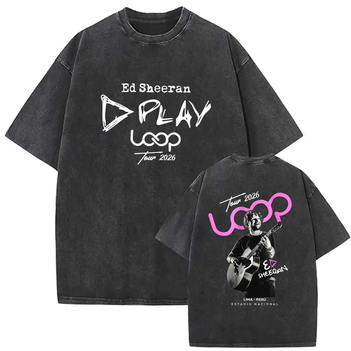 Rapper Ed Sheeran Loop Tour 2026 Poster Graphic Print Retro Washed O-neck Cotton T-Shirt Men Women Gothic Fashion Oversized Top