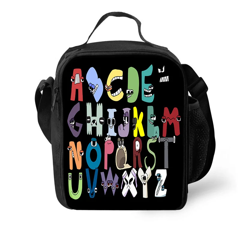 Alphabet Lore Student Outdoor Picnic Bag with Alphabet Legend Printed Student One Shoulder Ice Bag in Game Periphery