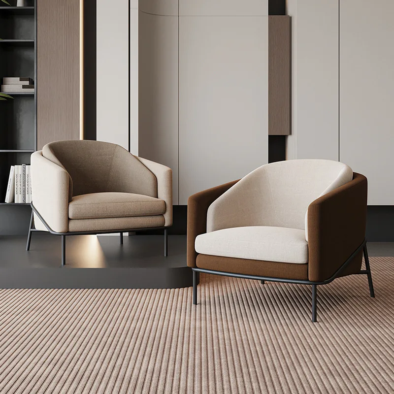 Nordic light luxury hotel room sofa chair simple backrest single sofa stool negotiation area sofa table and chair combination