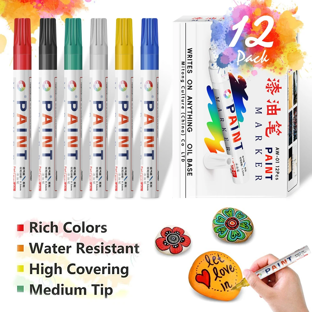 1 Pcs Colorful Waterproof Cars Wheel Tire Oily Mark Pen Auto Rubber Tyre Paint Pen Cd Metal Permanent Paint Marker Graffiti Pens