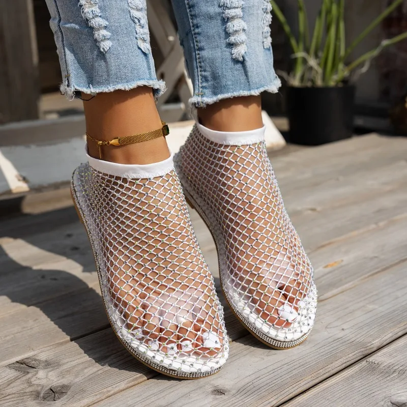 Summer New Style Fashion Round Toe Designer Flat Non-slip Loafers Outdoor Walking Comfortable Hollow Wear-resistant Flat Shoes