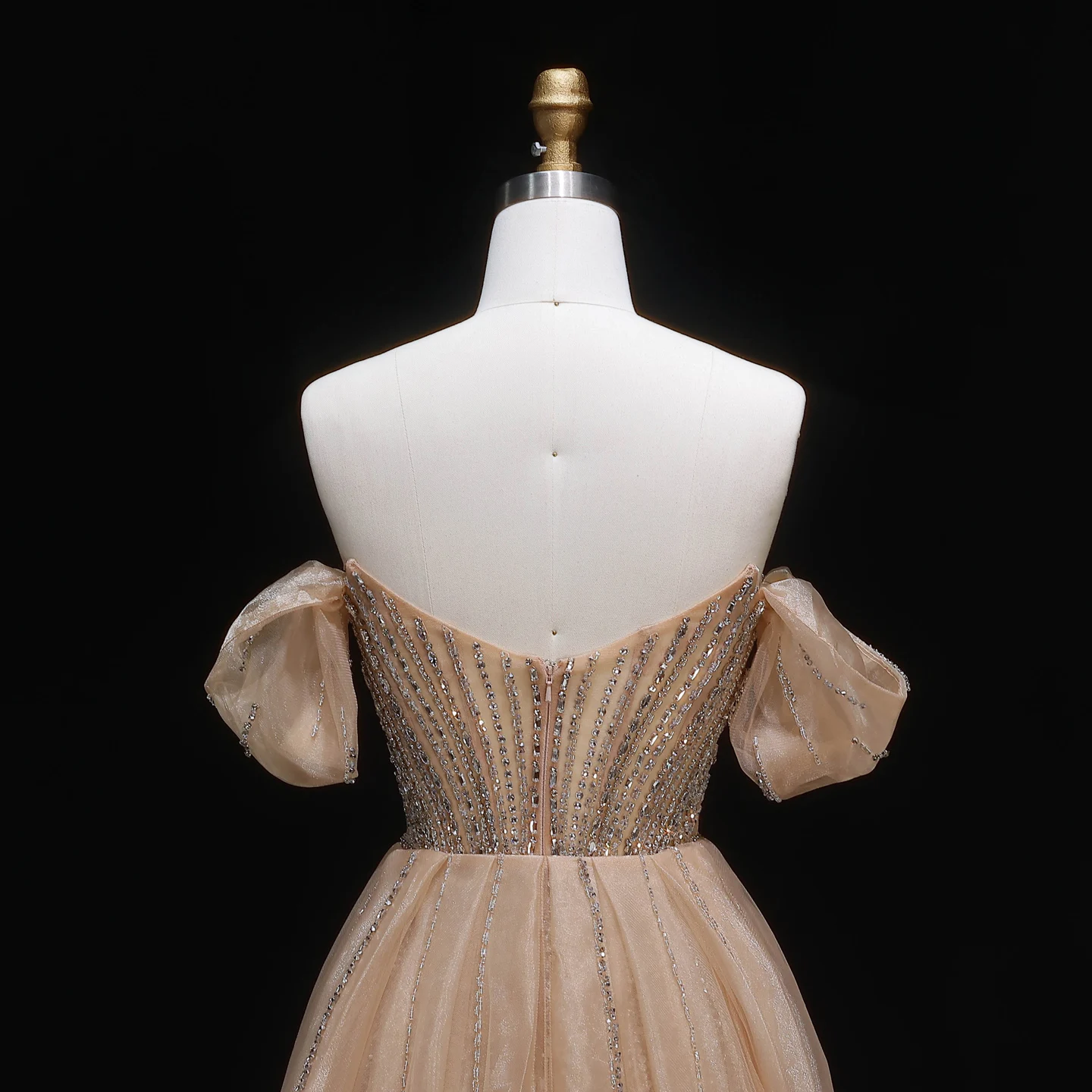 Sharon Said Elegantes Schulterfreies Abendkleid mit Überrock, Luxuriöses Perlenbesetztes Meerjungfrauenkleid für Arabische Damen, Formelle Partykleider SS120 Maßanfertigung – Detail 18