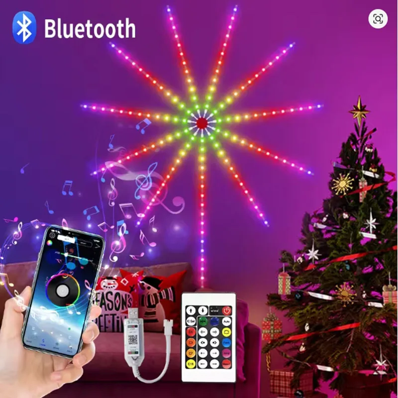 NEW LED Fireworks Strip Lights RGB Meteor Firework Lamp Remote Control for Wedding Christmas Party Bedroom Room Wall Decoration