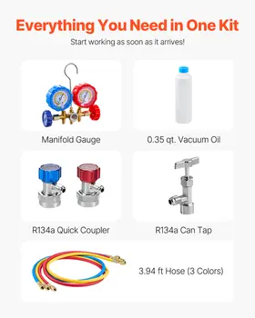 SucceBuy 3,5 CFM 4,5 CFM vakuové čerpadlo a sada manometrů, jednostupňové rotační lamelové HVAC a hadice pro R134a R12 R22 R502a R410A R404 R407C 10 nejlepší prodej Yocan Vane - №4