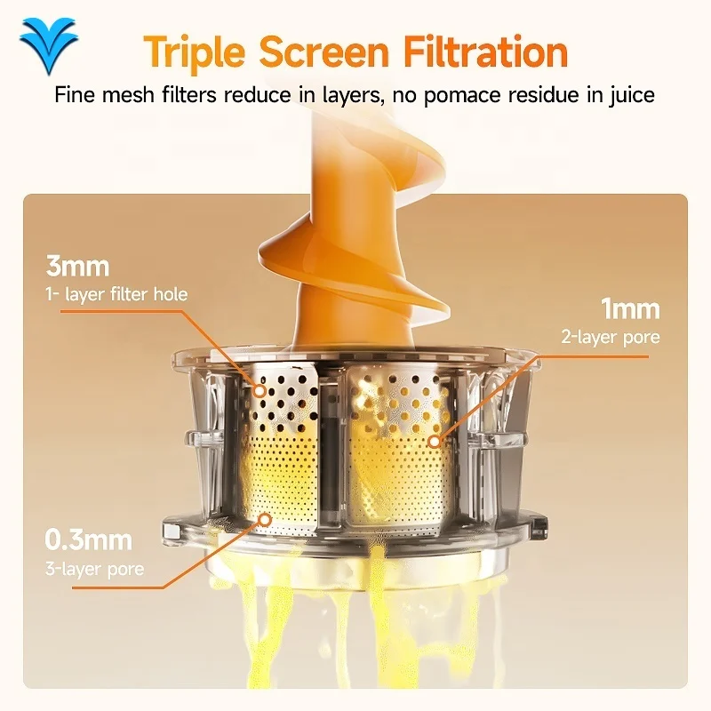 Cold Press Slow Juicer with Reverse Function - 95% Nutrient Retention, Easy Clean Detachable Parts