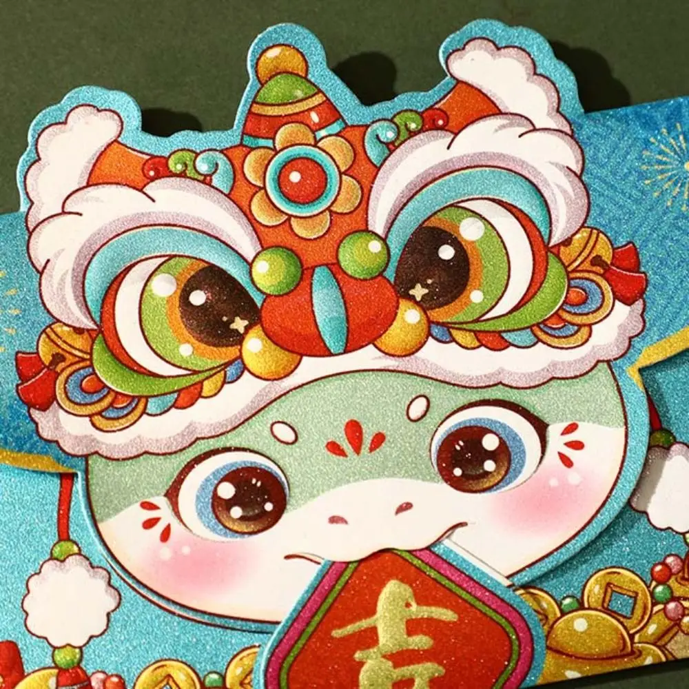 4pcs Hot Stamping Folding Red Envelopes Solid Blessings Printing Lucky Money Bag Thickened Rectangular HongBao 2025 New Year