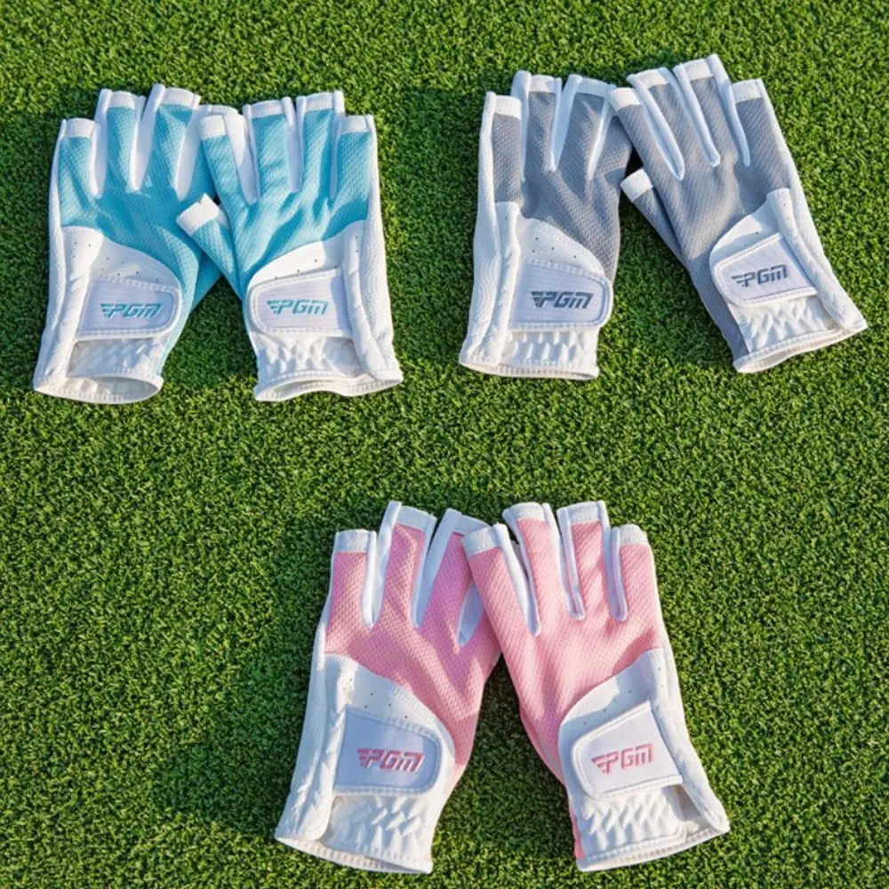 1 Pair of Breathable Golf Gloves Leather Soft Open Finger Gloves Left and Right Sunscreen Golf Finger Covers Women