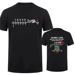 T-shirt graphique imprimé Heartbeat pour hommes, vêtements de motard, équipement de moto, été, respirant, 1N23456