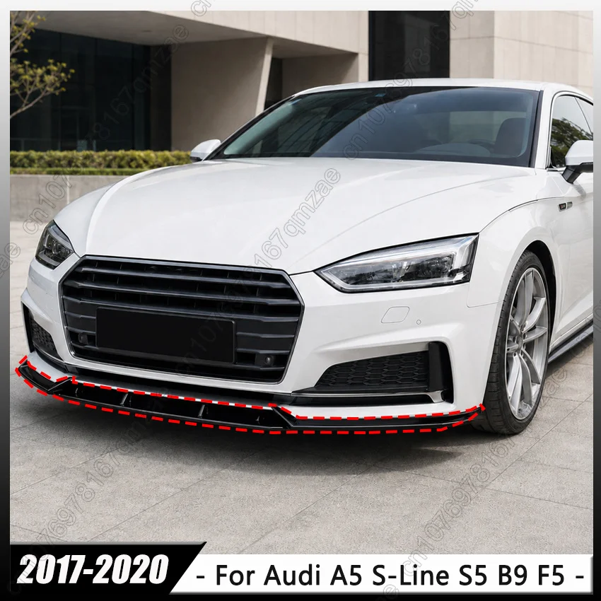 For Audi A5 S-Line S5 B9 F5 Pre Facelift 2017-2020 Car Front Bumper Splitter Lip BodyKit Protector Guard Exterior Bodykit Tuning