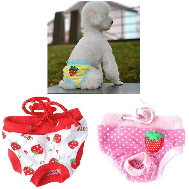 

Pet Dog Puppy Diaper Pants Female Physiological Sanitary Short Panty Reusable Sanitary Panties with Drawstring S/M/L/XL