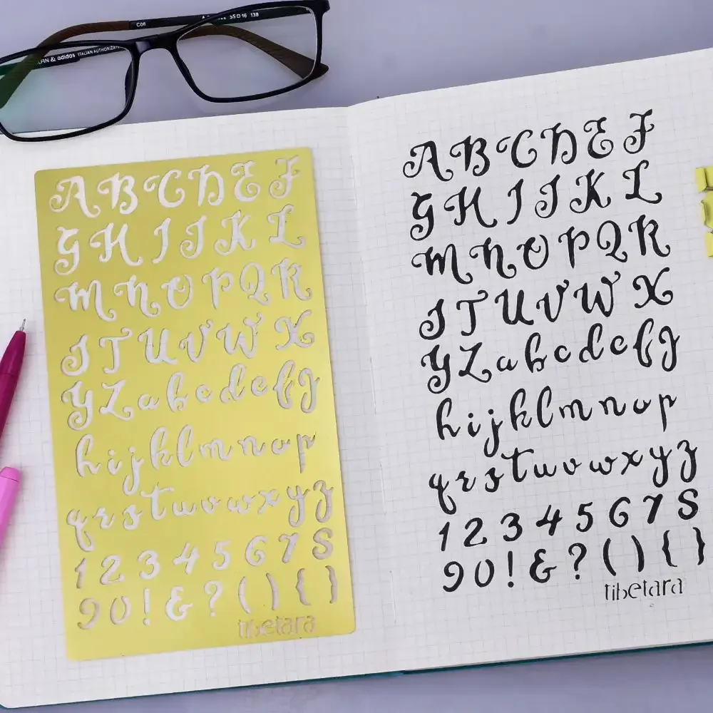 

1 шт., 4x7 дюймов, латунный трафарет с алфавитом Tibetara A5, трафарет для трекера Monthy для личного дизайна-10194950