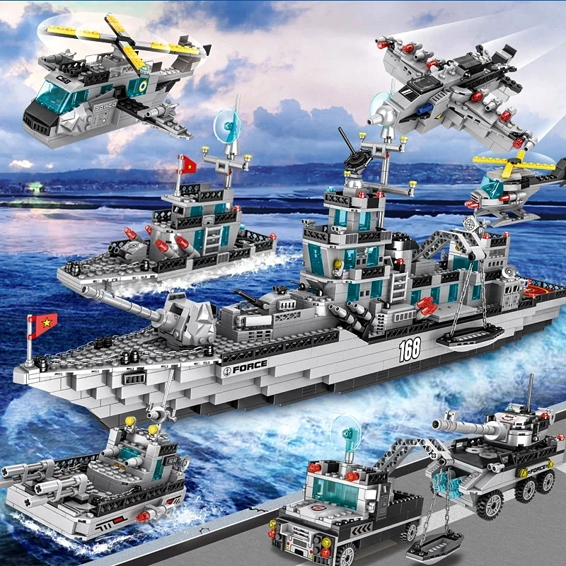 

29in Military Battleship Bricks Missile Destroyer Aircraft Carrier Warship Building Blocks Construction Toys Gifts for Children