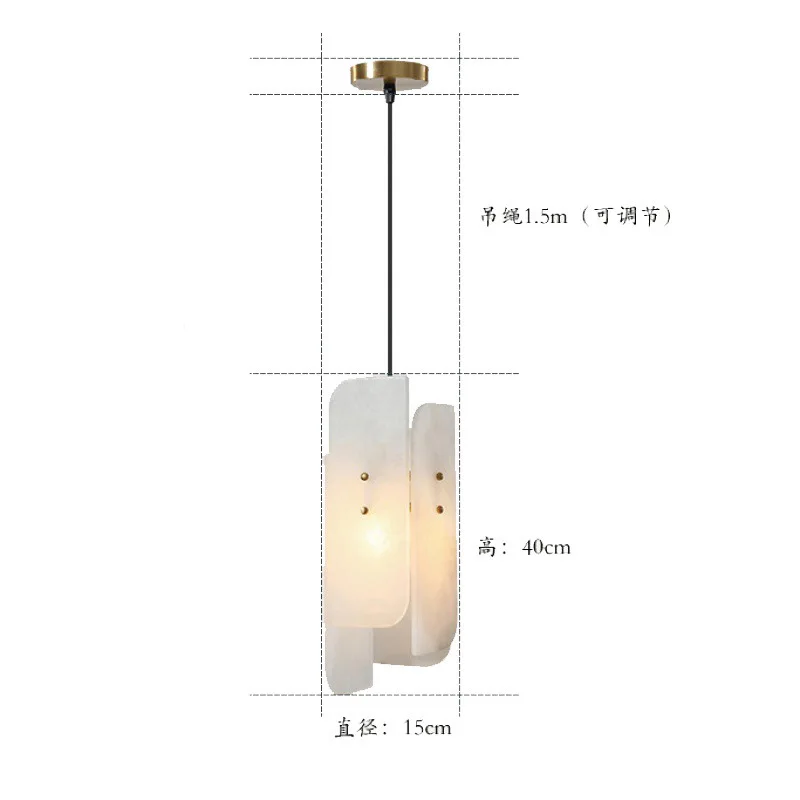 Natural Spanish Marble Pendant Light Bedside Luxurious Restaurant Bar Counter Master Bedroom Kitchen Villa Loft Foyer Chandelier