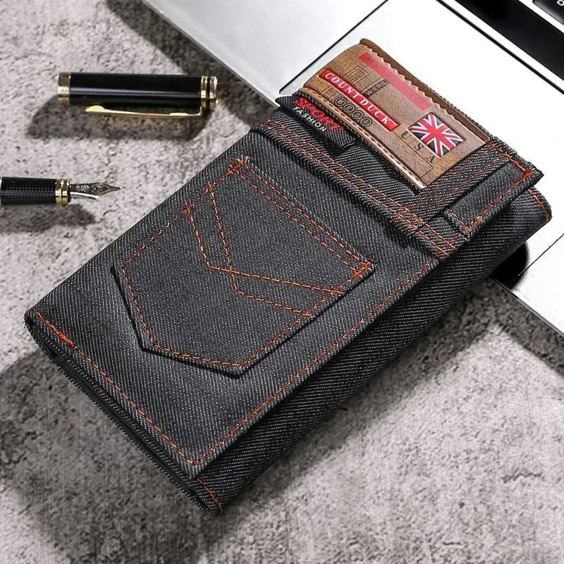 Vintage Herren-Geldbörse, Münztasche, langer Stil, Geldbörse aus Denim-Stoff für Herren, Geldbörse mit Reißverschluss, luxuriöse Clutch-Tasche mit großem Fassungsvermögen, Billetera. – Detail 6