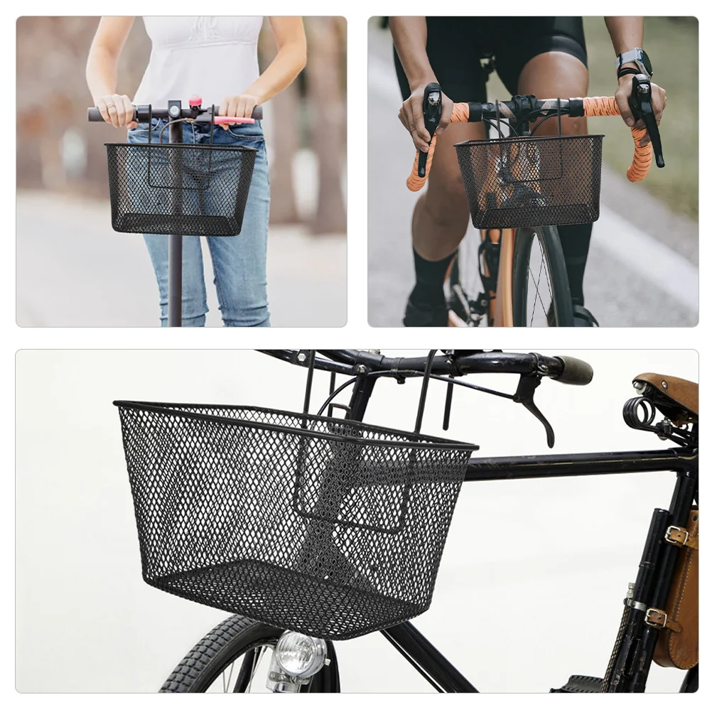 2 pçs frente da bicicleta grande metal guiador de armazenamento acessório ciclismo cesta dianteira para bicicleta elétrica mountain bike scooter portátil