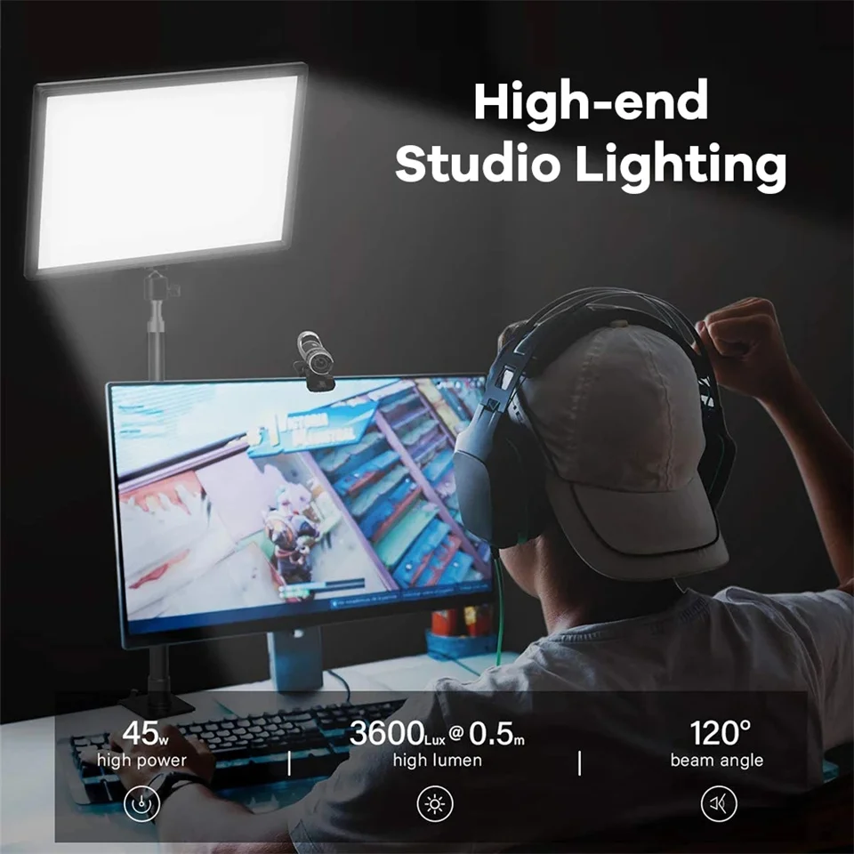 Luz LED de vídeo con trípode profesional, Control de soporte, Panel regulable, iluminación para estudio fotográfico, lám