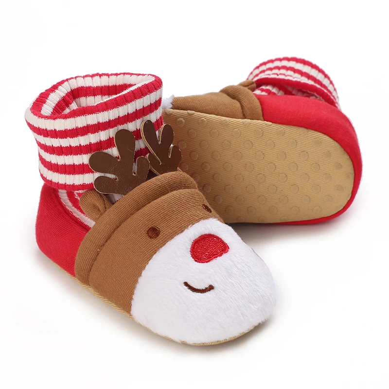 New Christmas Warm Soft Shoes Baby Toddler First Walkers Winter Baby Boy Girl Shoes Xmas Cosplay Cute Cartoon Kids Animal Shoes