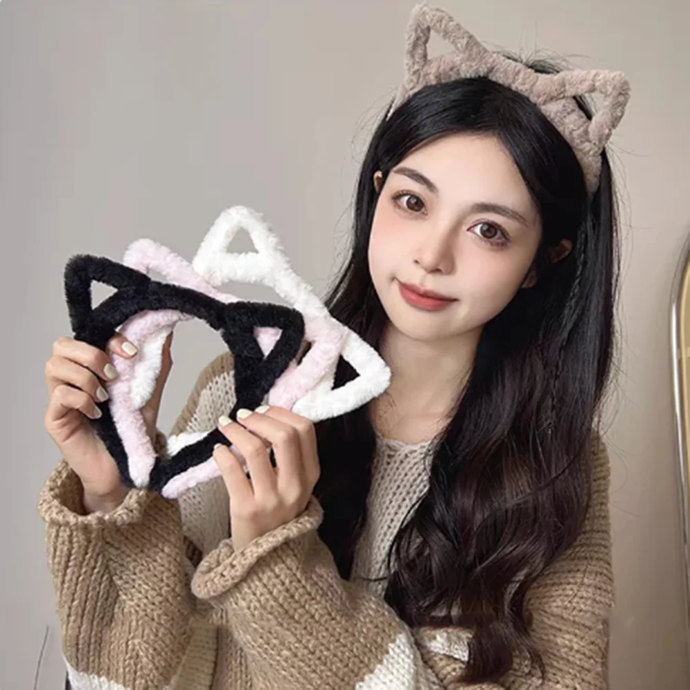 Plush Cat Ear Headbands Girls Cartoon Fur Hair Bands Hoop Women Cosplay Costume Party Headwear Korean Lovely Hair Accessories